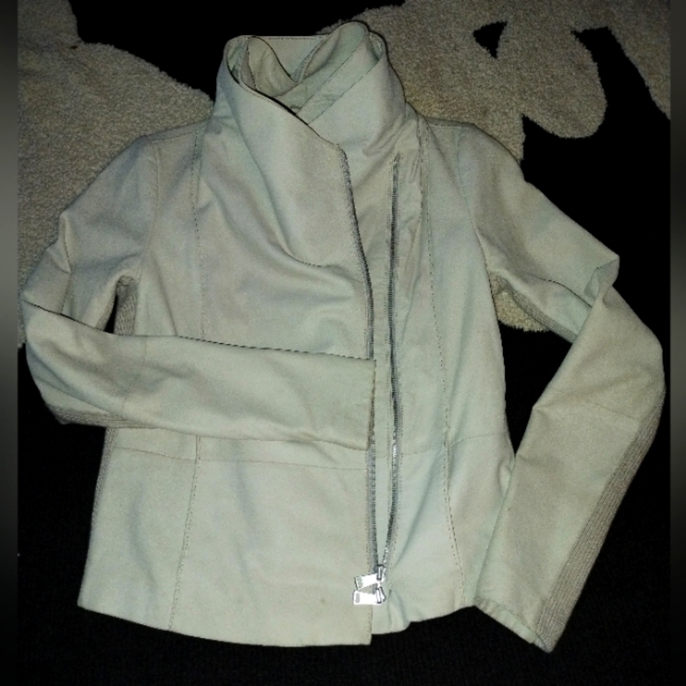 Vince Leather Jacket M Asymmetrical Full Zip Long Sleeve